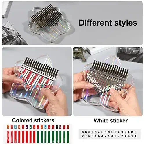 Beveetio Clear Kalimba Thumb Piano With Eva Protective Case, Transparent Crystal Kalimba 17 Key, Musical Instrument Gifts, Star Finger Piano, Acrylic Mbira… - 3