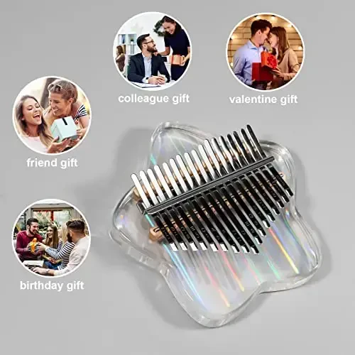 Beveetio Clear Kalimba Thumb Piano With Eva Protective Case, Transparent Crystal Kalimba 17 Key, Musical Instrument Gifts, Star Finger Piano, Acrylic Mbira… - 7