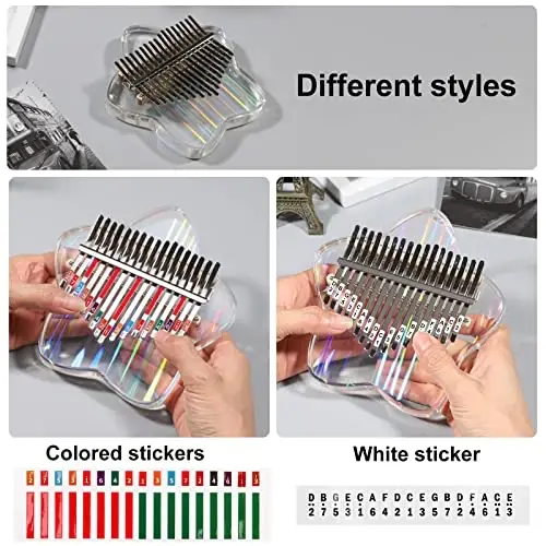Beveetio Clear Kalimba Thumb Piano With Eva Protective Case, Transparent Crystal Kalimba 17 Key, Musical Instrument Gifts, Star Finger Piano, Acrylic Mbira… - 3