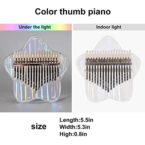 Beveetio Clear Kalimba Thumb Piano With Eva Protective Case, Transparent Crystal Kalimba 17 Key, Musical Instrument Gifts, Star Finger Piano, Acrylic Mbira… - 2