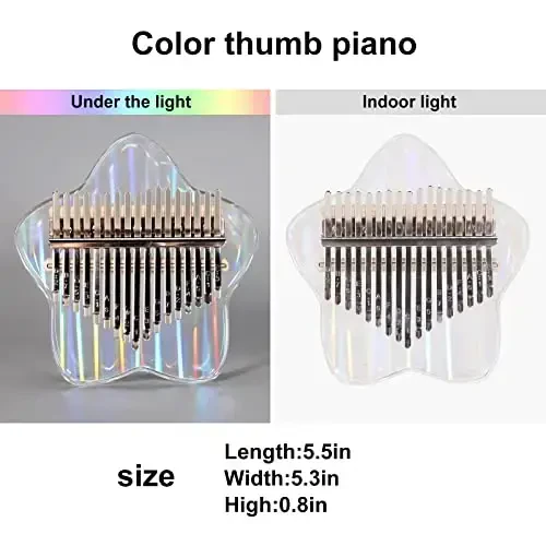 Beveetio Clear Kalimba Thumb Piano With Eva Protective Case, Transparent Crystal Kalimba 17 Key, Musical Instrument Gifts, Star Finger Piano, Acrylic Mbira… - BEVEETIO (1)