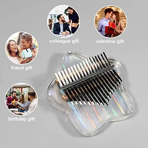 Beveetio Clear Kalimba Thumb Piano With Eva Protective Case, Transparent Crystal Kalimba 17 Key, Musical Instrument Gifts, Star Finger Piano, Acrylic Mbira… - 7