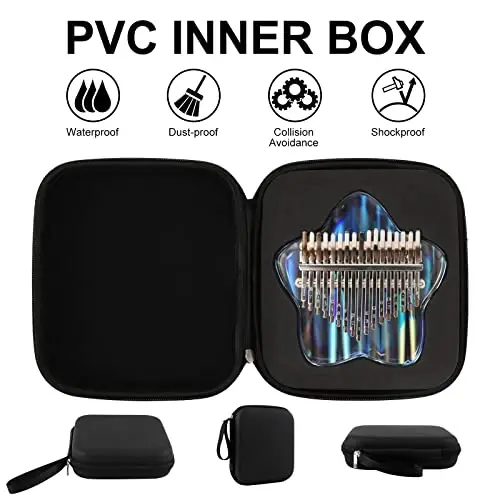Beveetio Clear Kalimba Thumb Piano With Eva Protective Case, Transparent Crystal Kalimba 17 Key, Musical Instrument Gifts, Star Finger Piano, Acrylic Mbira… - 6
