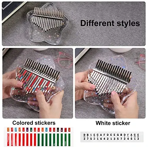 Beveetio Clear Kalimba Thumb Piano With Eva Protective Case, Transparent Crystal Kalimba 17 Key, Musical Instrument Gifts, Rainbow Star Finger Piano, Acrylic Mbira… - 4