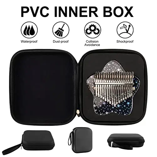 Beveetio Clear Kalimba Thumb Piano With Eva Protective Case, Transparent Crystal Kalimba 17 Key, Musical Instrument Gifts, Rainbow Star Finger Piano, Acrylic Mbira… - 5