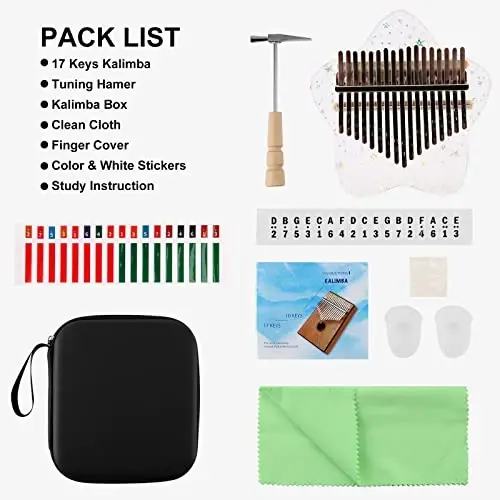 Beveetio Clear Kalimba Thumb Piano With Eva Protective Case, Transparent Crystal Kalimba 17 Key, Musical Instrument Gifts, Rainbow Star Finger Piano, Acrylic Mbira… - 6