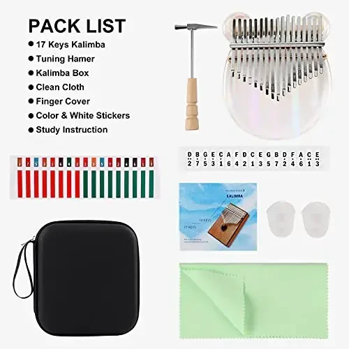 Beveetio Clear Kalimba Thumb Piano With Eva Protective Case, Transparent Crystal Kalimba 17 Key, Musical Instrument Gifts For Kids, Bear Shape Finger Piano, Acrylic Mbira - 4