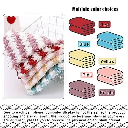 BEWDIO 10 Pack Heart Microfiber Face Cloths for Washing face, Highly Absorbent Cleaning Towels, Microfiber Rags for Washing Dishes, Car, Window Clean Cloth(55-12) - 4