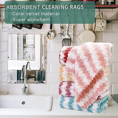 BEWDIO 10 шт. Микрофибровые салфетки для лица в форме сердца, хорошо впитывающие чистящие полотенца, тряпки из микрофибры для мытья посуды, автомобиля, чистки окон (55-12) - 6