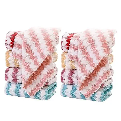 BEWDIO 10 Pack Heart Microfiber Face Cloths for Washing face, Highly Absorbent Cleaning Towels, Microfiber Rags for Washing Dishes, Car, Window Clean Cloth(55-12) - 1