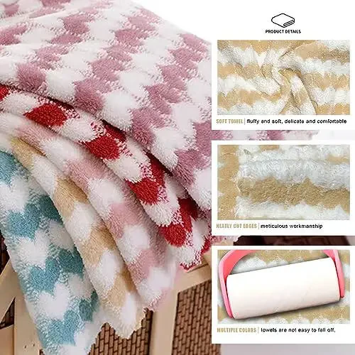 BEWDIO 10 Pack Heart Microfiber Face Cloths for Washing face, Highly Absorbent Cleaning Towels, Microfiber Rags for Washing Dishes, Car, Window Clean Cloth(55-12) - 3