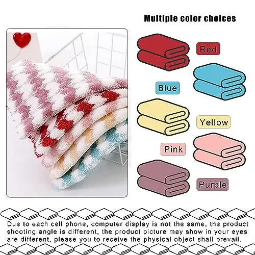 BEWDIO 10 Pack Heart Microfiber Face Cloths for Washing face, Highly Absorbent Cleaning Towels, Microfiber Rags for Washing Dishes, Car, Window Clean Cloth(55-12) - 4
