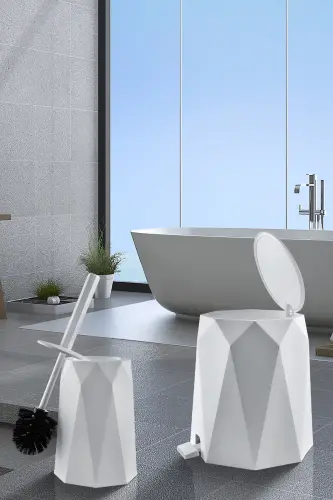 Beya Plastik 5 l Trash Can and Toilet Brush Geo - 1