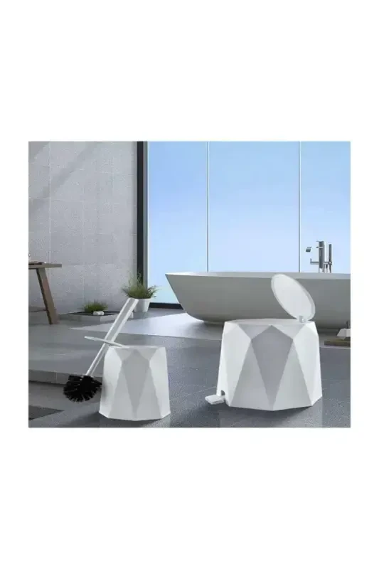 Beya Plastik 5 l Trash Can and Toilet Brush Geo - 3