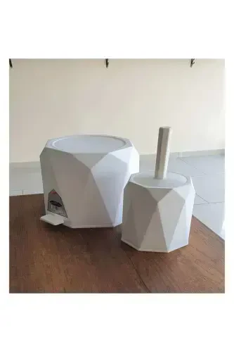 Beya Plastik 5 l Trash Can and Toilet Brush Geo - 4