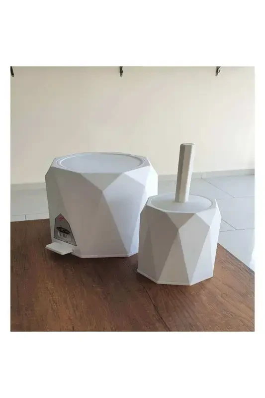 Beya Plastik 5 l Trash Can and Toilet Brush Geo - 4