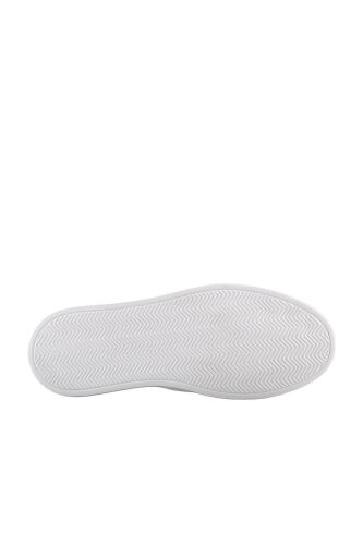 Beyaz %100 Deri Bağcıklı Günlük Sneaker Ayakkabı - 4