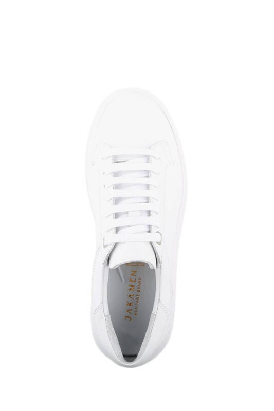 Beyaz %100 Deri Bağcıklı Günlük Sneaker Ayakkabı - 5