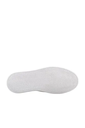 Beyaz %100 Deri Bağcıklı Günlük Sneaker Ayakkabı - 4
