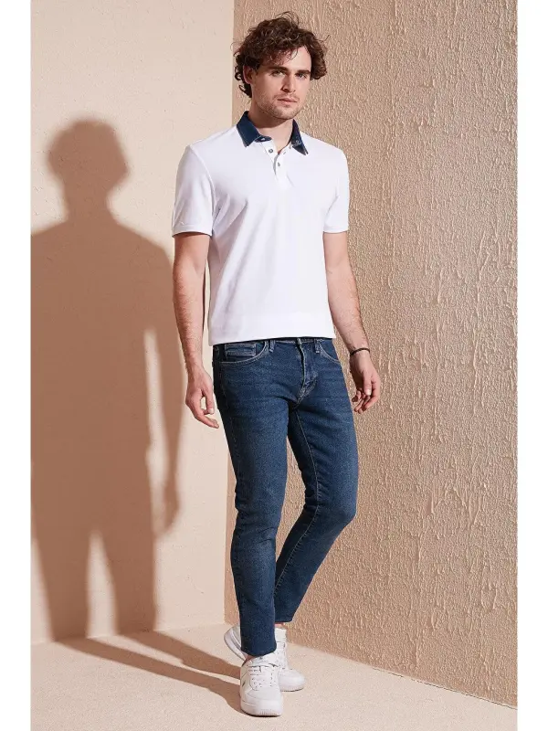 Beyaz %100 Pamuk Düğmeli Regular Fit Polo Tişört 5902134-Beyaz - 2