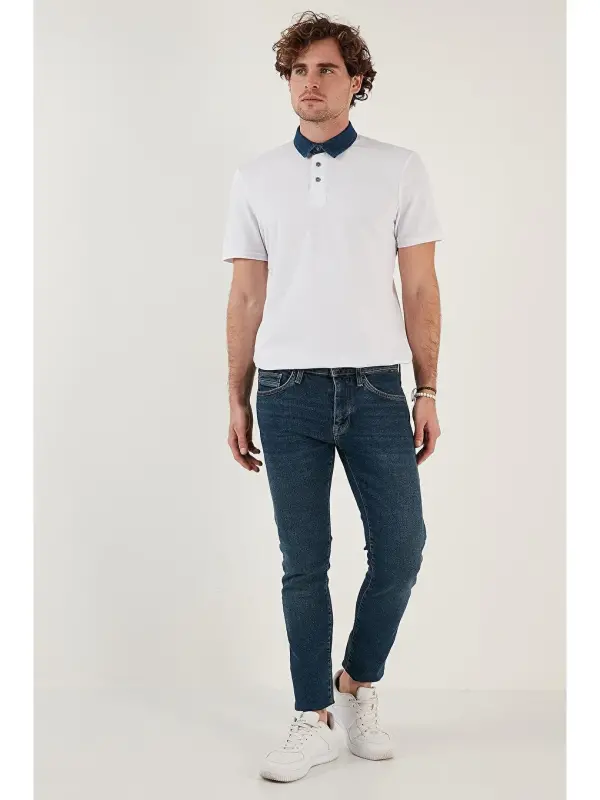 Beyaz %100 Pamuk Düğmeli Regular Fit Polo Tişört 5902134-Beyaz - 5