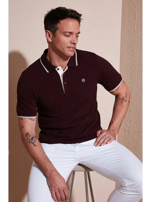 Beyaz %100 Pamuk Düğmeli Slim Fit Erkek Polo Yaka Tişört 5902118-Beyaz - LC WAIKIKI