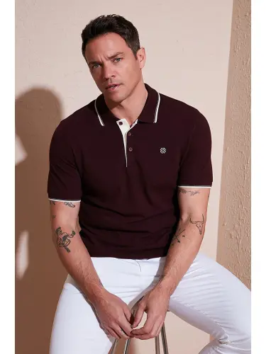 Beyaz %100 Pamuk Düğmeli Slim Fit Erkek Polo Yaka Tişört 5902118-Beyaz - LC WAIKIKI (1)