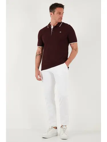 Beyaz %100 Pamuk Düğmeli Slim Fit Erkek Polo Yaka Tişört 5902118-Beyaz - 3