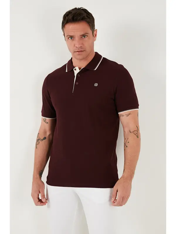 Beyaz %100 Pamuk Düğmeli Slim Fit Erkek Polo Yaka Tişört 5902118-Beyaz - 4