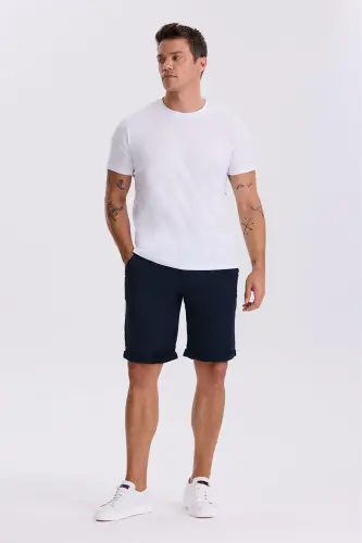 Beyaz %100 Pamuk Slim Fit Bisiklet Yaka Basic T-Shirt - JAKAMEN (1)