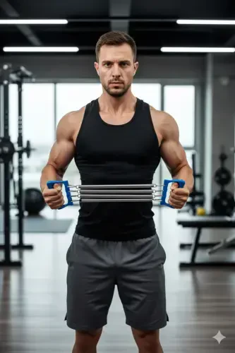 5 Kademe Sertlik Direnç Ayarlanabilir Çelik Yaylı Göğüs Yayı Egzersiz Vücut Geliştirme Fitness Aleti - DELTA (1)