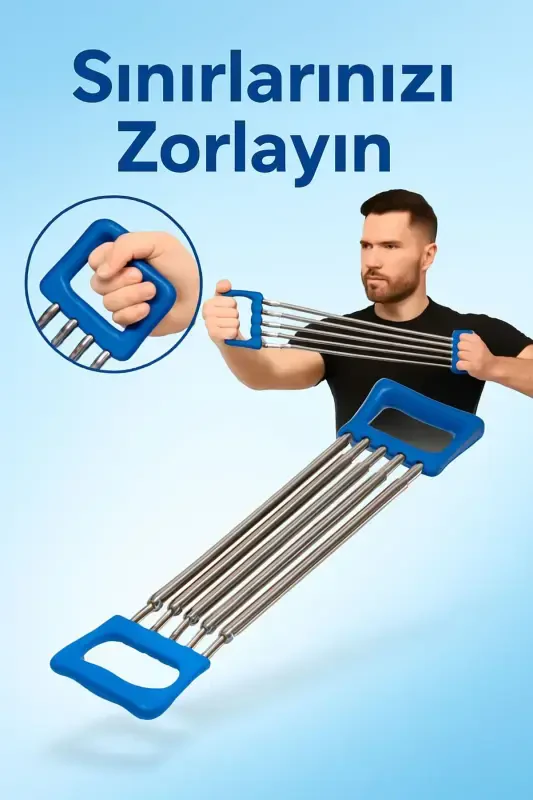 5 Kademe Sertlik Direnç Ayarlanabilir Çelik Yaylı Göğüs Yayı Egzersiz Vücut Geliştirme Fitness Aleti - 3