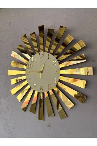 Beyaz Gold Aynalı Pleksi Piyano Model Sayılı Ev Hediyelik Sessiz Duvar Saati-Beyaz Gold - 1