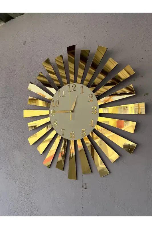 Beyaz Gold Aynalı Pleksi Piyano Model Sayılı Ev Hediyelik Sessiz Duvar Saati-Beyaz Gold - 2