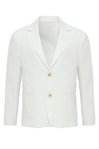 Beyaz Astarsız Torba Cepli Erkek Blazer Ceket - Beyaz - 6