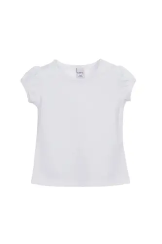 Beyaz Basic Kız Bebek Çıtçıtlı Sıfır Yaka Karpuz Kol Tişört-WHITE - LOVETTI (1)