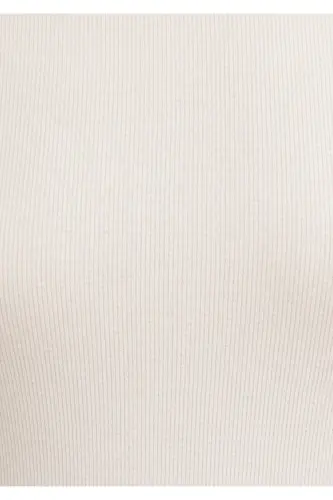 Ekru Basic Tişört Fitted / Vücuda Oturan Kesim 1613081-70057-Ekru - 7