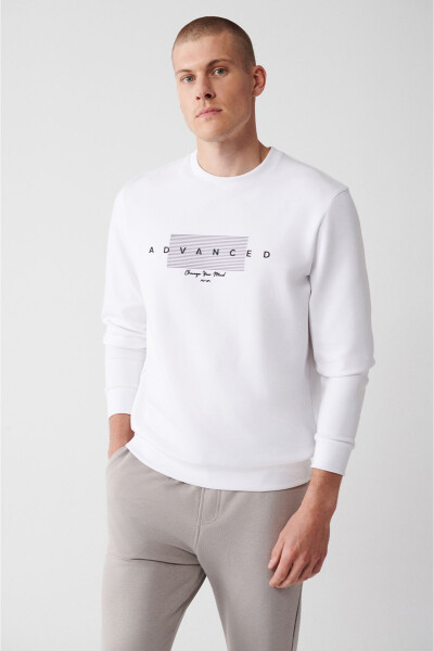 Beyaz Baskılı Sweatshirt - 6