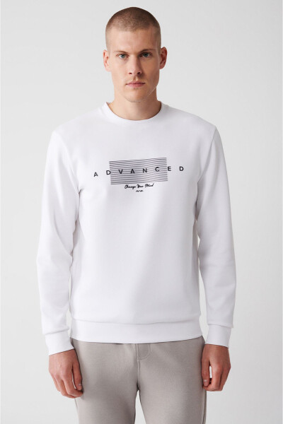 Beyaz Baskılı Sweatshirt - 8