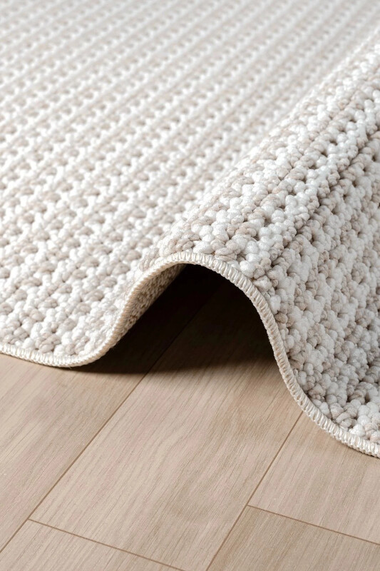 Beyaz Bej Yumuşak Dokulu Halı Kilim Salon Mutfak Koridor Yolluk Dokuma Makine Halısı 006 - Beyaz 4 - 1