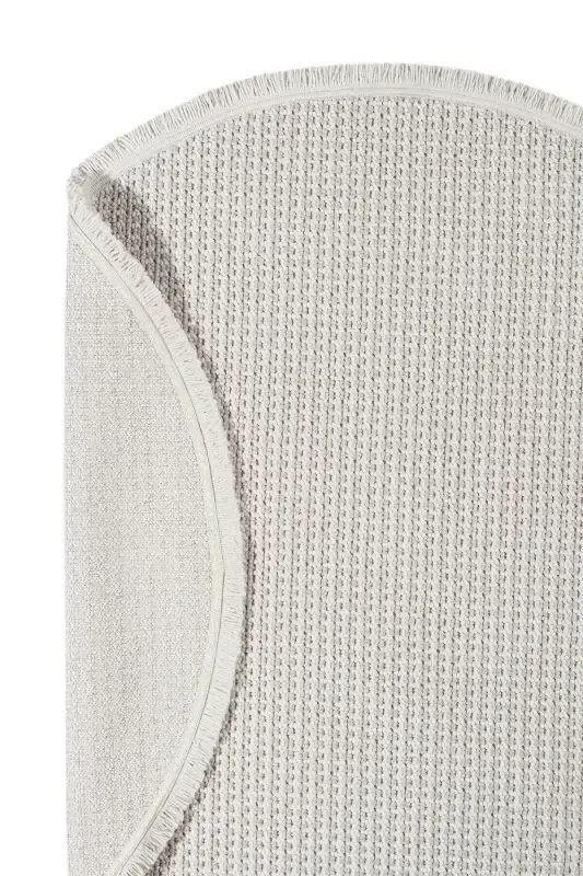 Beyaz Bej Yumuşak Dokulu Yuvarlak Halı Kilim Mutfak Koridor Yolluk Dokuma Makine Halısı 006 DAİRE-Beyaz 5 - 5