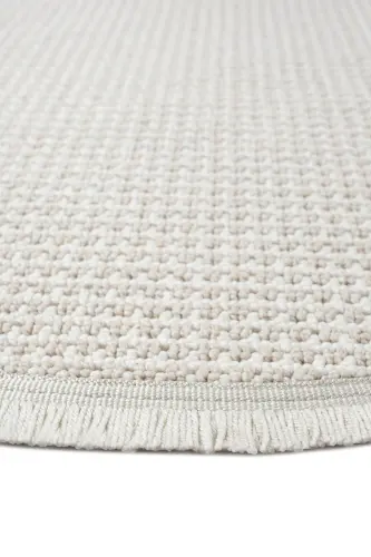 Beyaz Bej Yumuşak Dokulu Yuvarlak Halı Kilim Mutfak Koridor Yolluk Dokuma Makine Halısı OO6 DAİRE - Ekru 173 - ELIZ HOME (1)