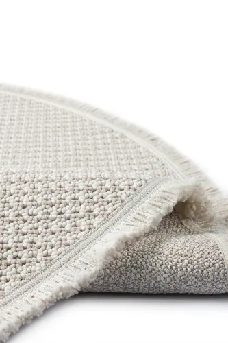 Beyaz Bej Yumuşak Dokulu Yuvarlak Halı Kilim Mutfak Koridor Yolluk Dokuma Makine Halısı OO6 DAİRE - Ekru 173 - 4