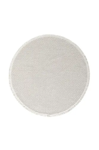 Beyaz Bej Yumuşak Dokulu Yuvarlak Halı Kilim Mutfak Koridor Yolluk Dokuma Makine Halısı OO6 DAİRE - Ekru 173 - 5