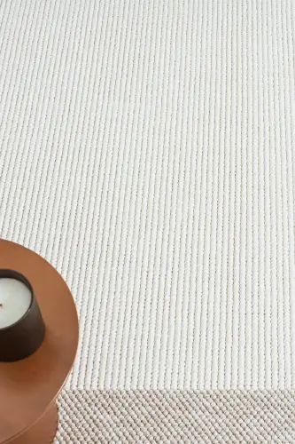 Beyaz Bej Yumuşak Yapılı Bordürlü Dokuma Halı Salon Mutfak Koridor Yolluk Dokuma Makine Halısı OO21-Beyaz 987 - 5