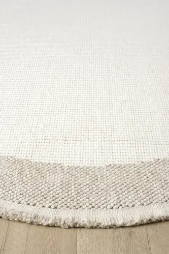 Beyaz Bej Yumuşak Yuvarlak Daire Halı Salon Mutfak Koridor Yolluk Dokuma Makine Halısı 0021 DAİRE-Beyaz 47 - 4