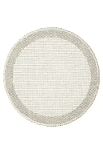 Beyaz Bej Yumuşak Yuvarlak Daire Halı Salon Mutfak Koridor Yolluk Dokuma Makine Halısı 0021 DAİRE-Beyaz 47 - 5