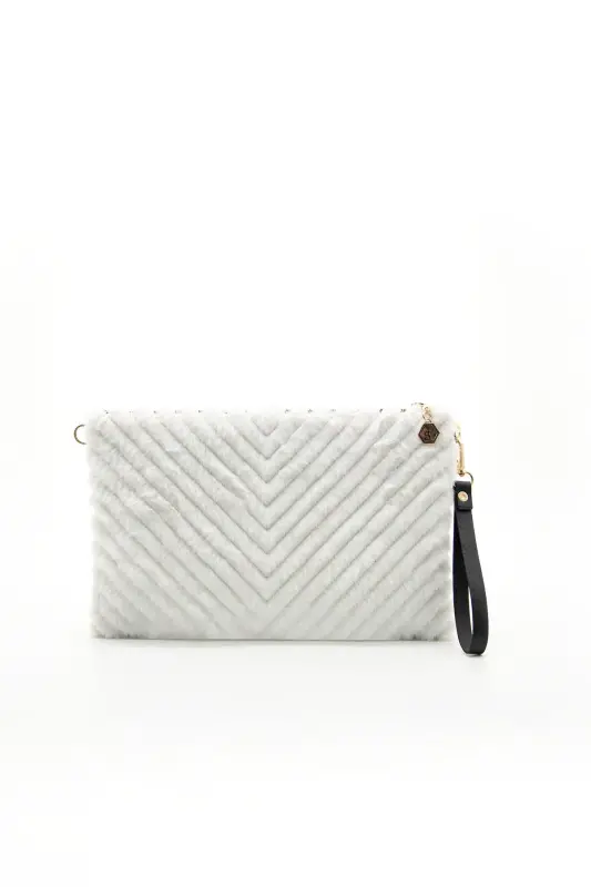 Beyaz - Beyaz SP1034 Kadın Portföy & Clutch-44 BEYAZ - SILVER POLO