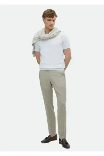 Beyaz Bisiklet Yaka Düz Örgü %100 Pamuk Triko-Beyaz - RAMSEY (1)