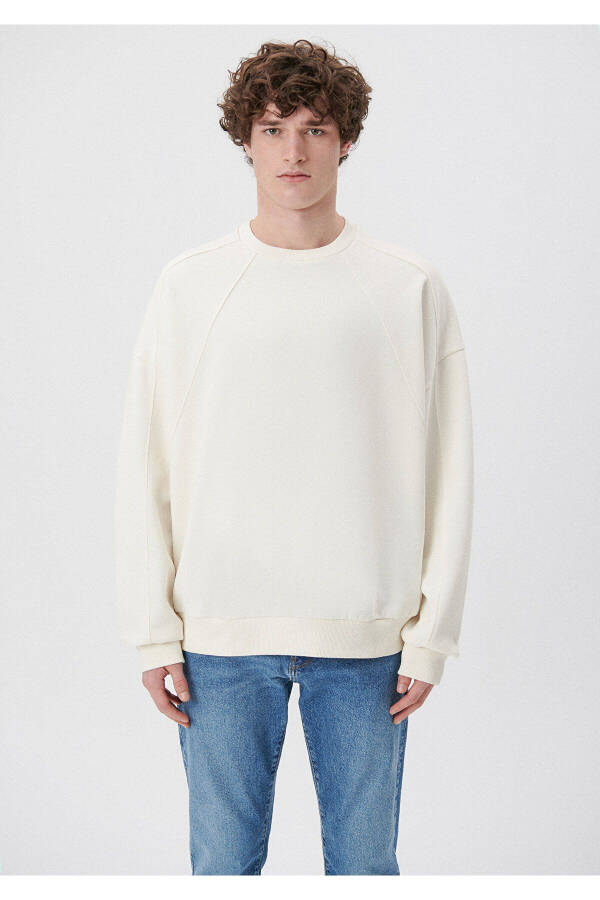 Beyaz bisiklet yaka sweatshirt, 0S10035-70057 - 2